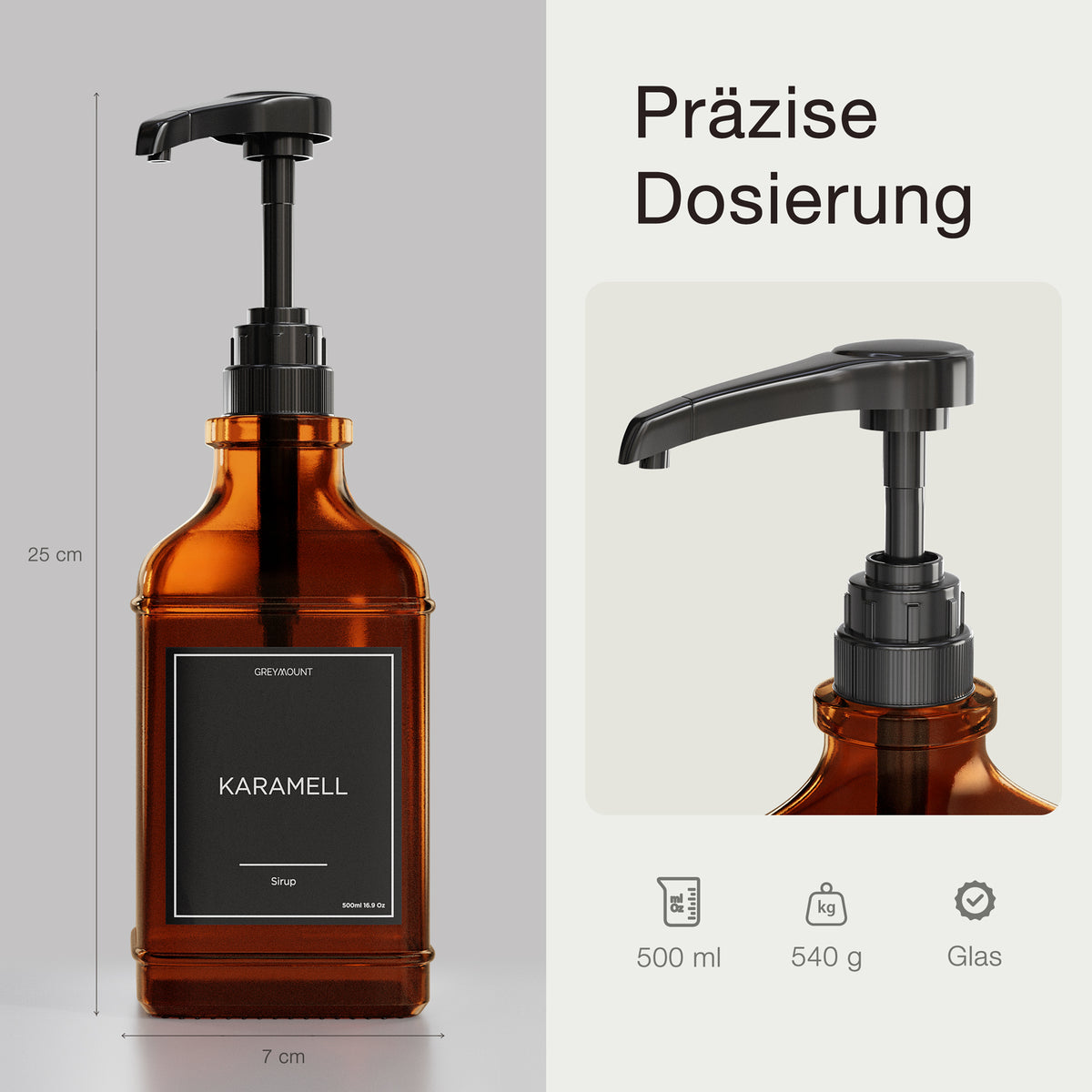 Sirup Spender Braun Glas (2er Set, 500ml)