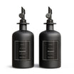 Ölflasche aus Glas Schwarz mit Ausgießer Schwarz (Schwarz Etiketten, 500ml)
