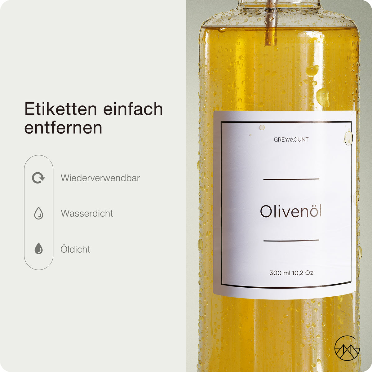 Ölflasche aus Glas mit Ausgießer Gold (2er Set, 300ml)