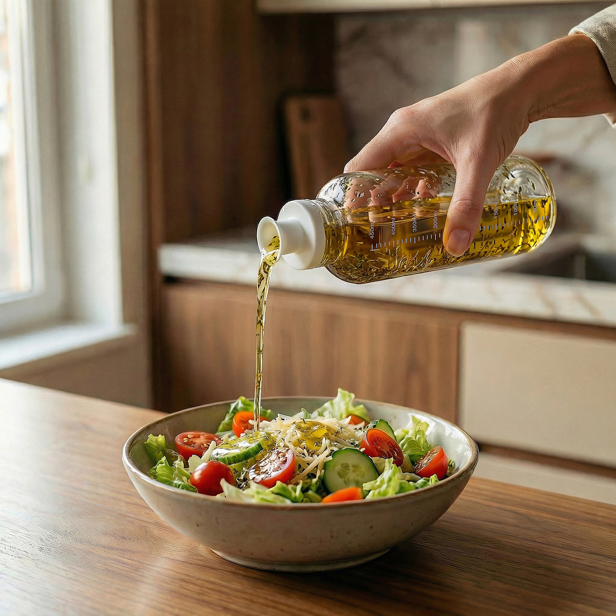 Dressingshaker aus Glas mit Skalierung 450ml (Grün)