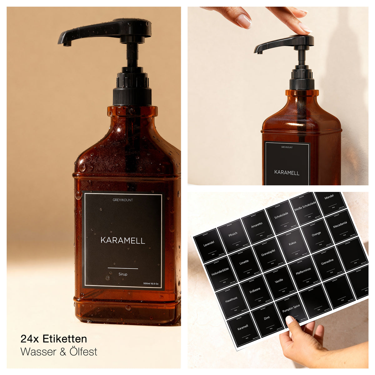 Sirup Spender Braun Glas (2er Set, 500ml)