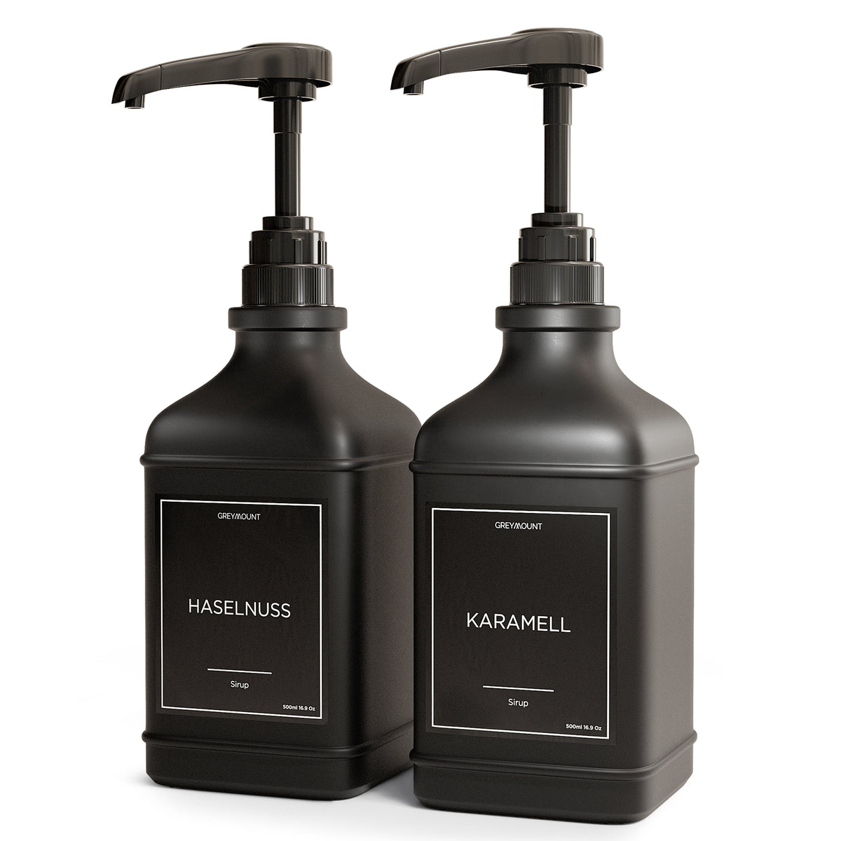 Sirup Spender Glas Schwarz (2er Set, 500ml)