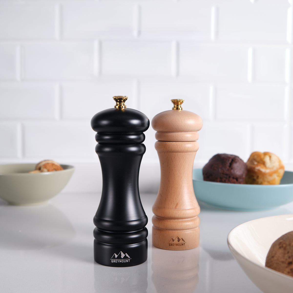 FUJI - Salz- und Pfeffermühle Set (Black/Wood, 17 cm) - Greymount