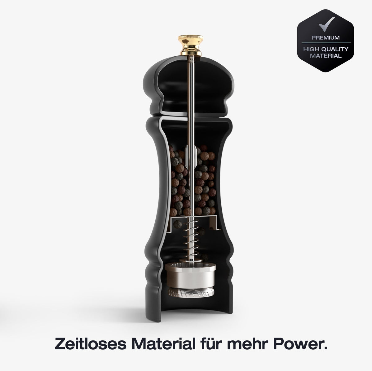 FUJI - Salz- und Pfeffermühle Set (Black/Wood, 17 cm) - Greymount