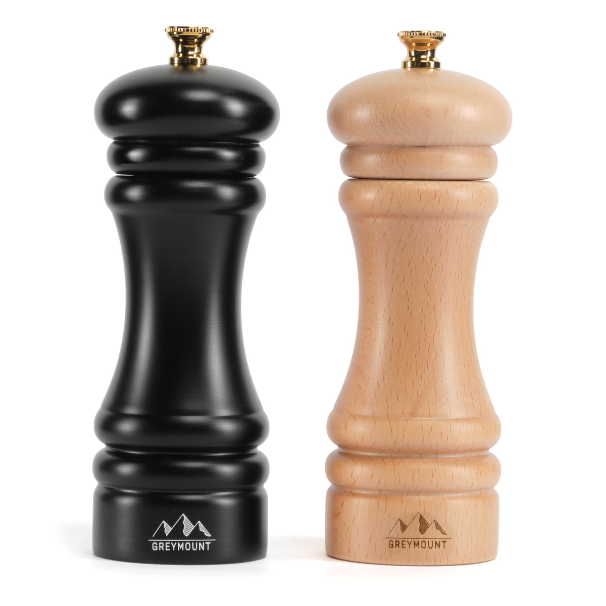 FUJI - Salz- und Pfeffermühle Set (Black/Wood, 17 cm) - Greymount