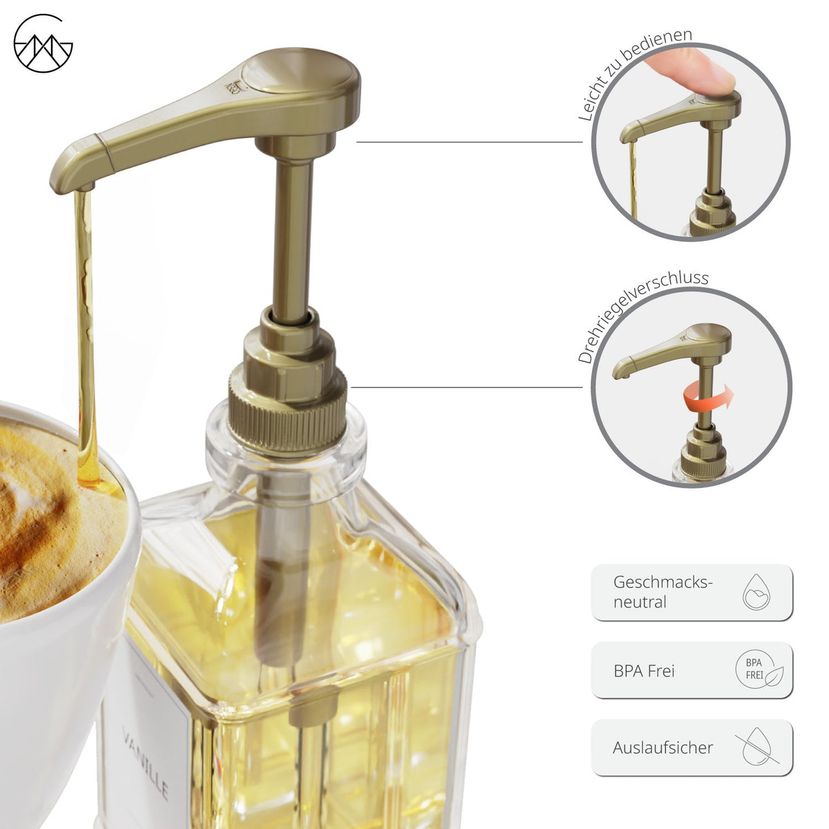 Sirup Spender Gold (4er Set, 500ml) - Greymount