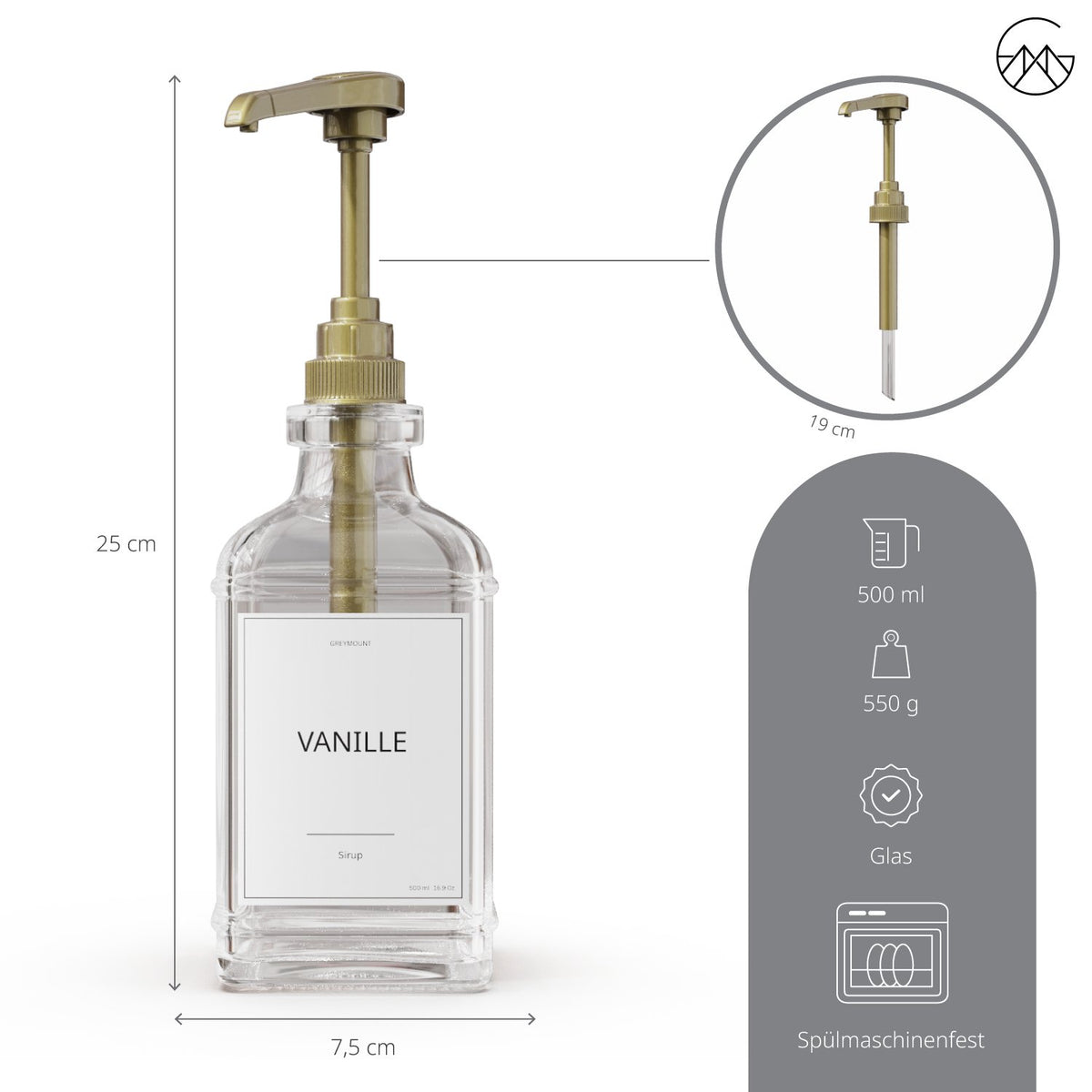 Sirup Spender Gold (2er Set, 500ml) - Greymount