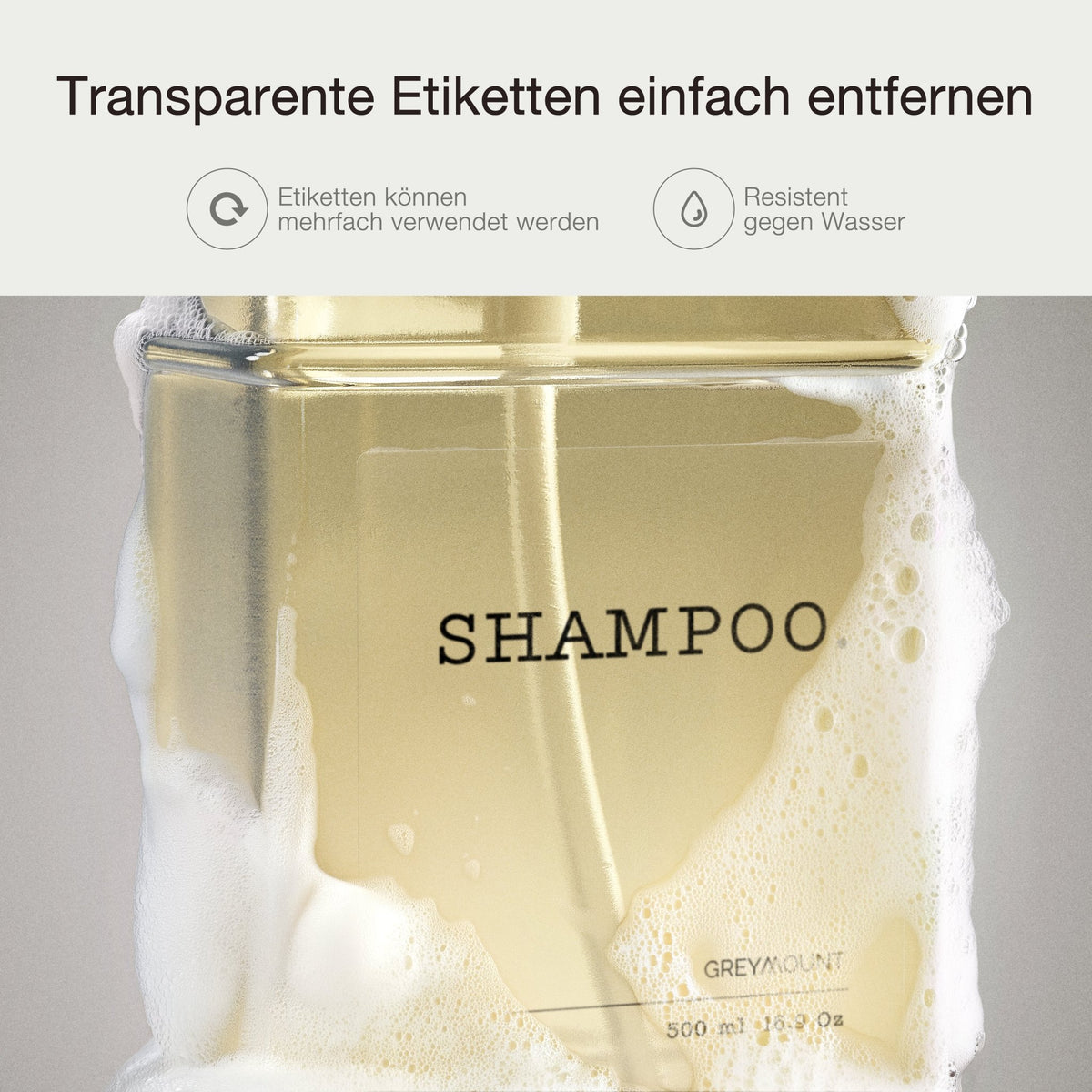Seifenspender aus Glas mit Edelstahl Pumpe Gold (2er Set, 500ml) - Greymount