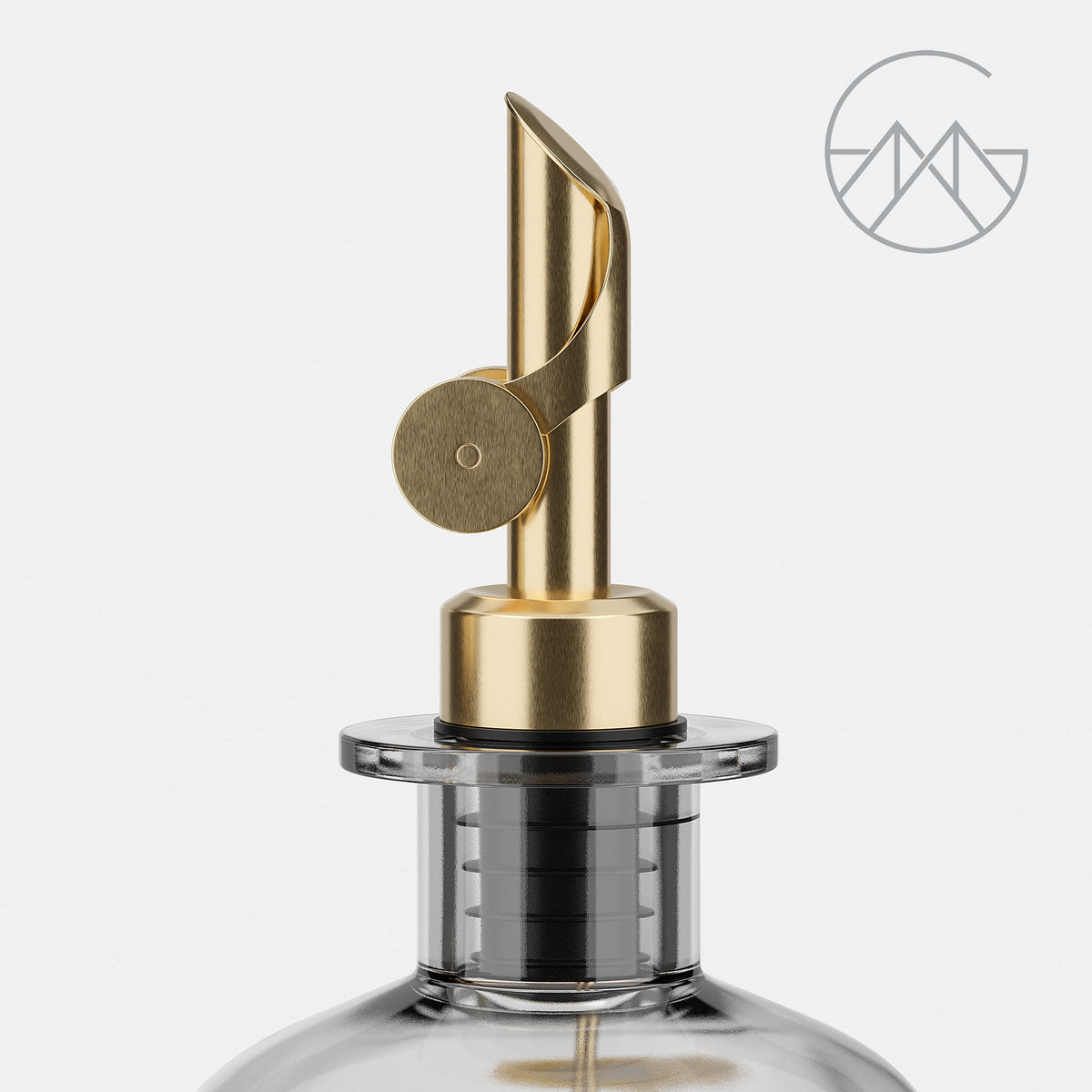 Ölflasche aus Glas mit Ausgießer Gold (Schwarz Etiketten, 500ml)