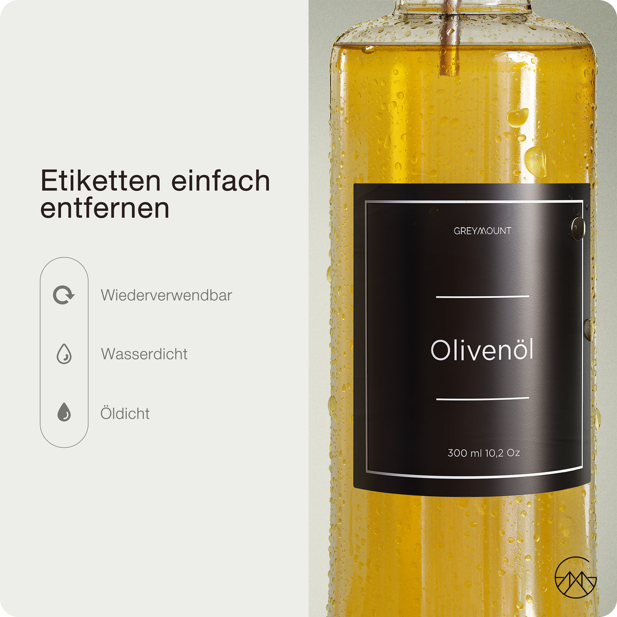 Ölflasche aus Glas mit Ausgießer Schwarz (2er Set, 300ml)