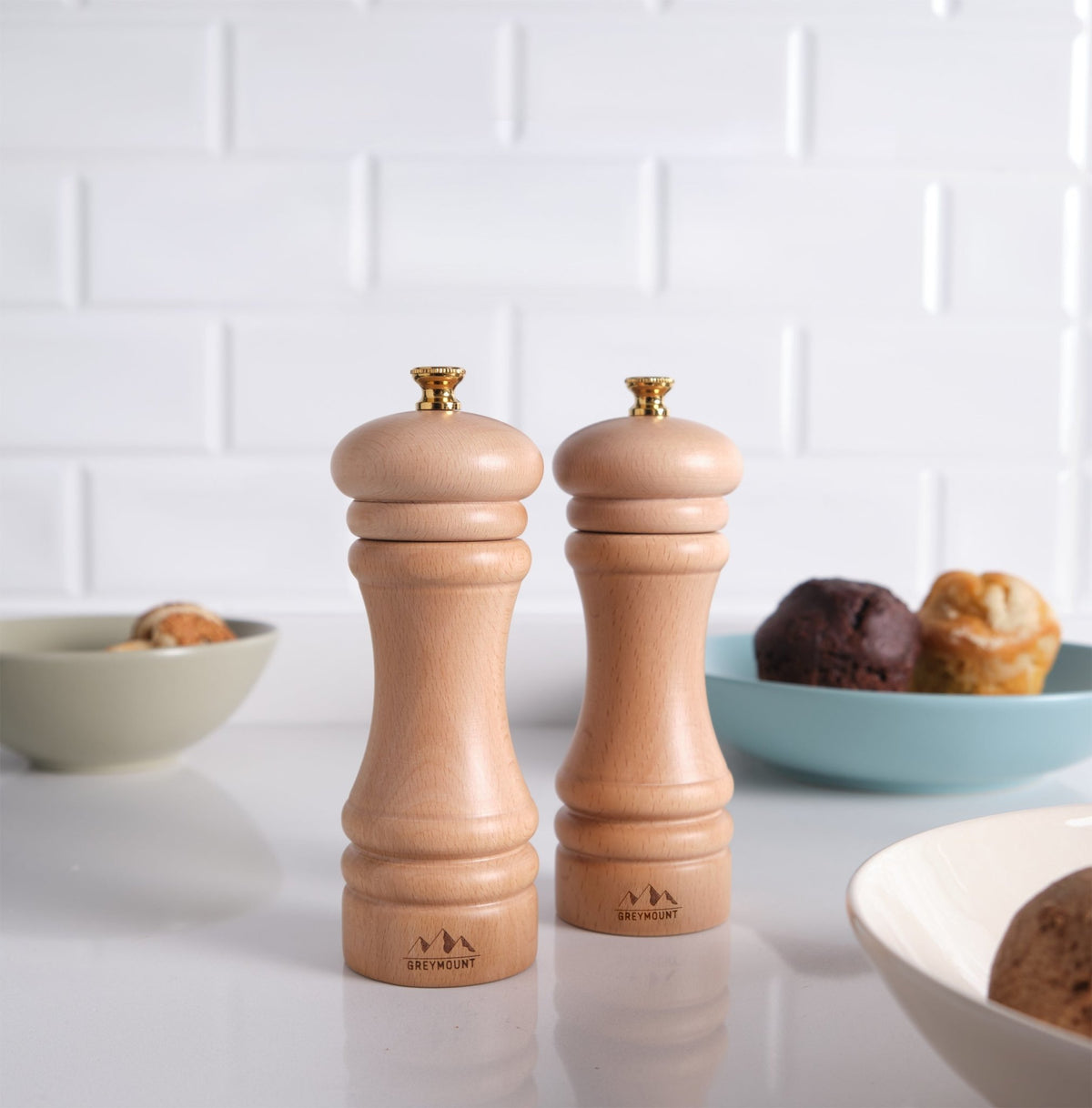 FUJI - Salz- und Pfeffermühle Set (Natural Wood, 17 cm) - Greymount
