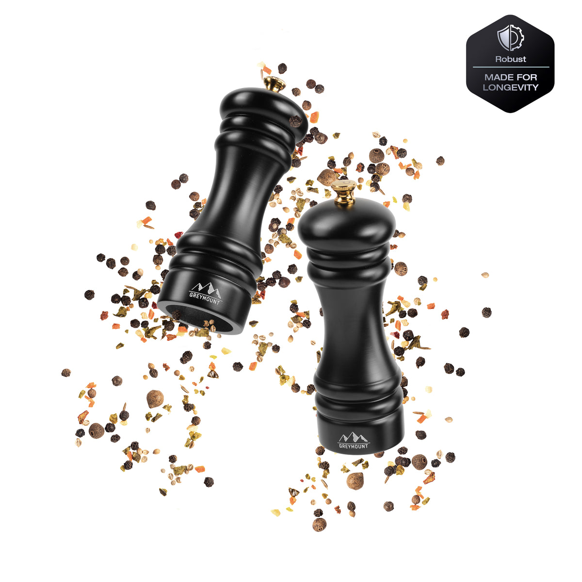 FUJI - Salz- und Pfeffermühle Set (Pure Black, 17 cm) - Greymount