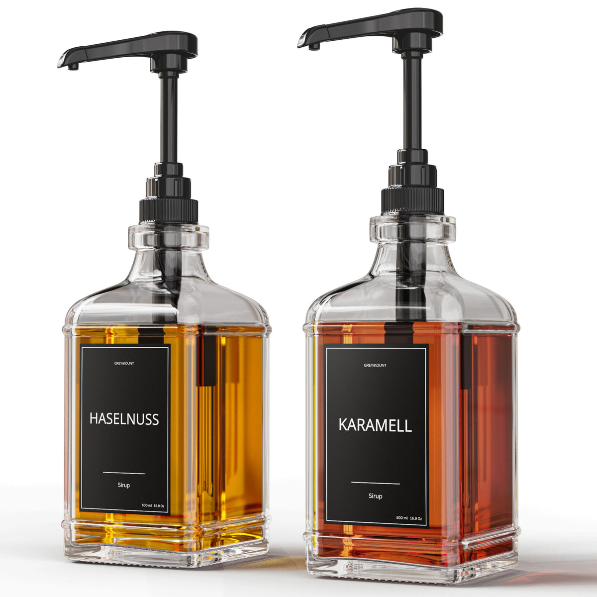 Sirup Spender Schwarz (2er Set, 500ml) - Greymount