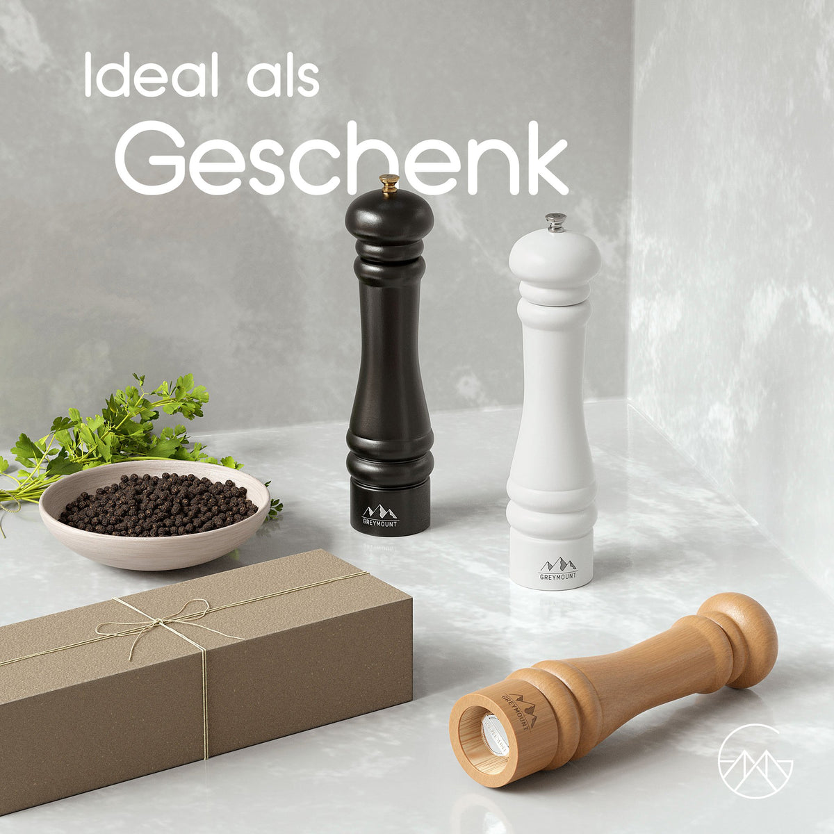 CAUCASUS - Salz- und Pfeffermühle Set (Black/White, 27 cm) - Greymount