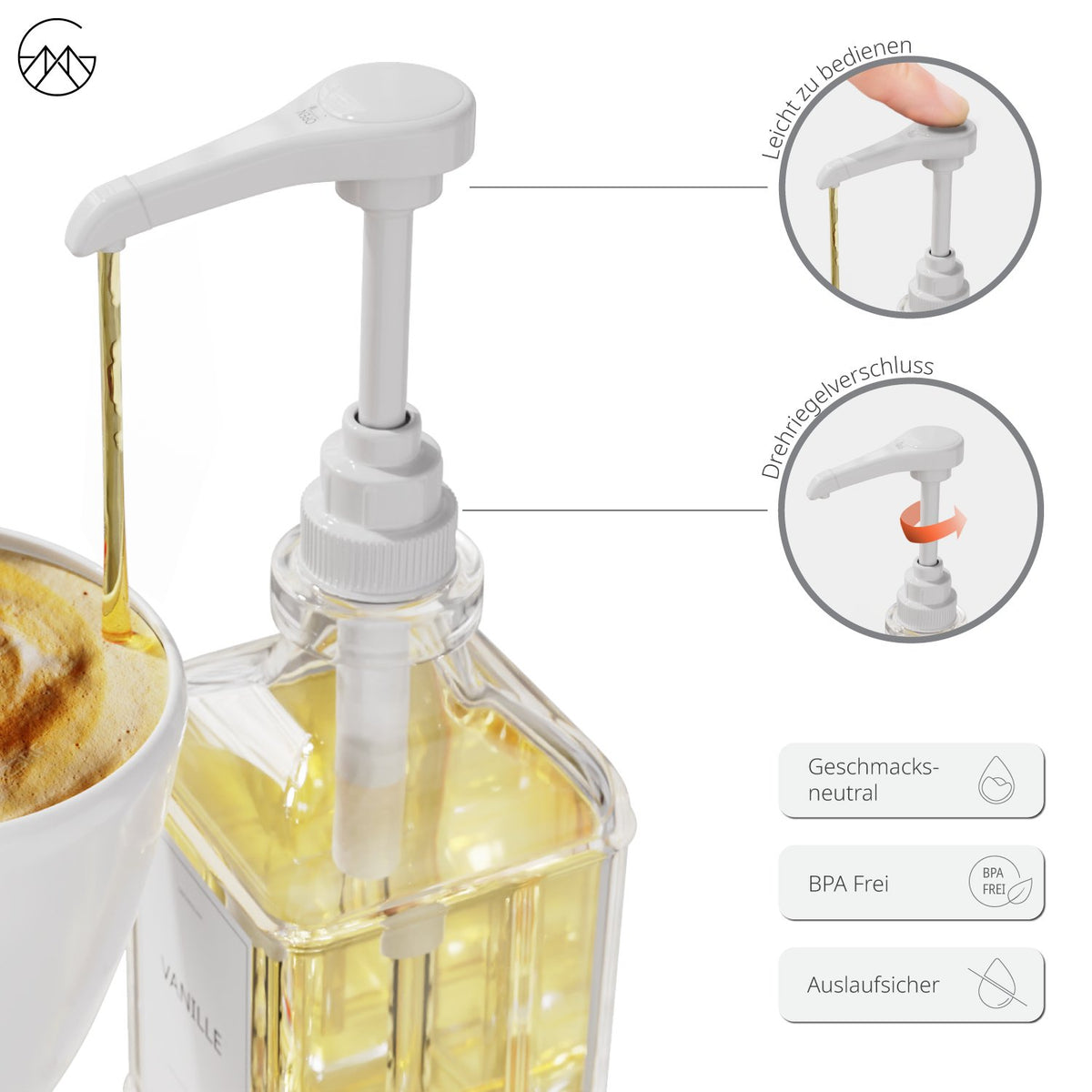 Sirup Spender Weiß (4er Set, 500ml) - Greymount